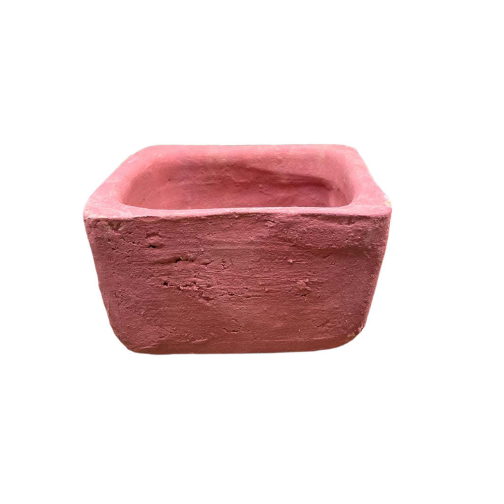 Set Of 4 Rustic Square Terracotta Bonsai Pots