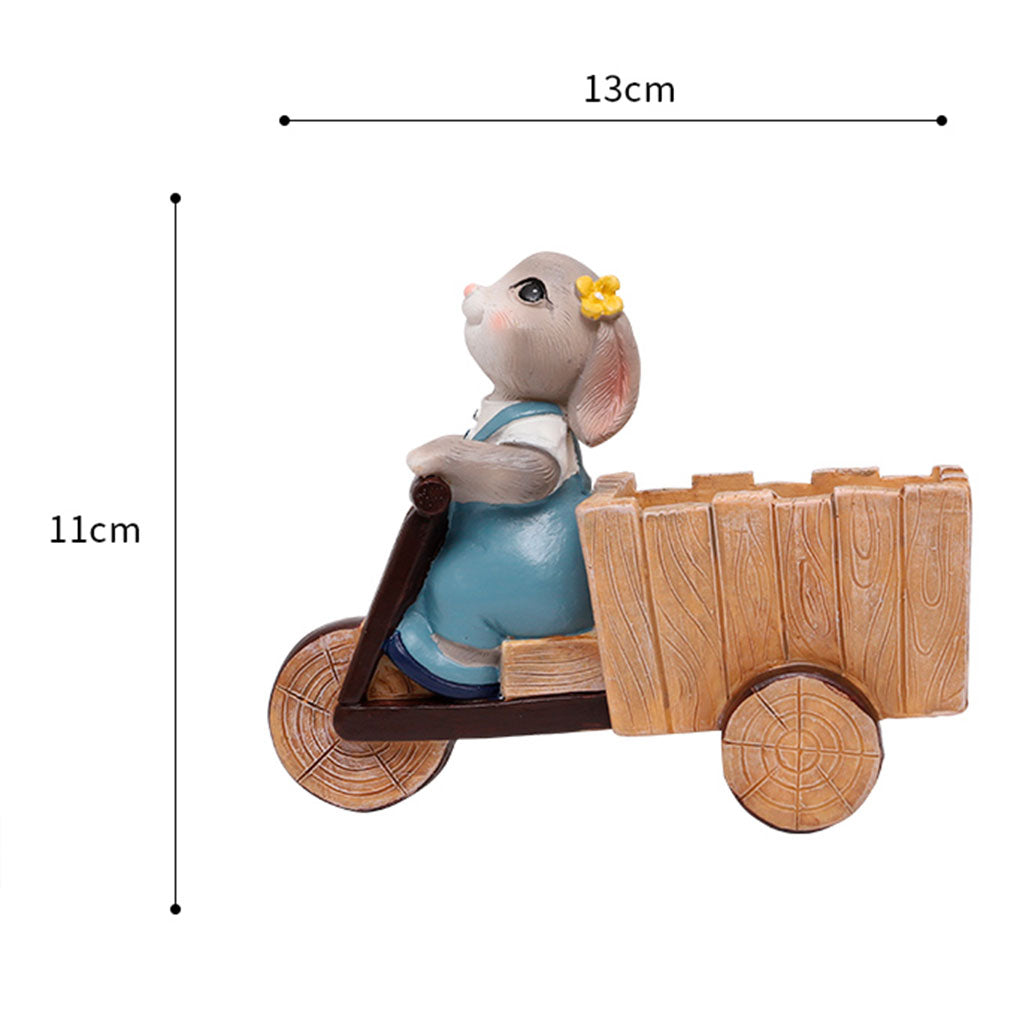 Bunny Riding Cycle Resin Succulent Pot