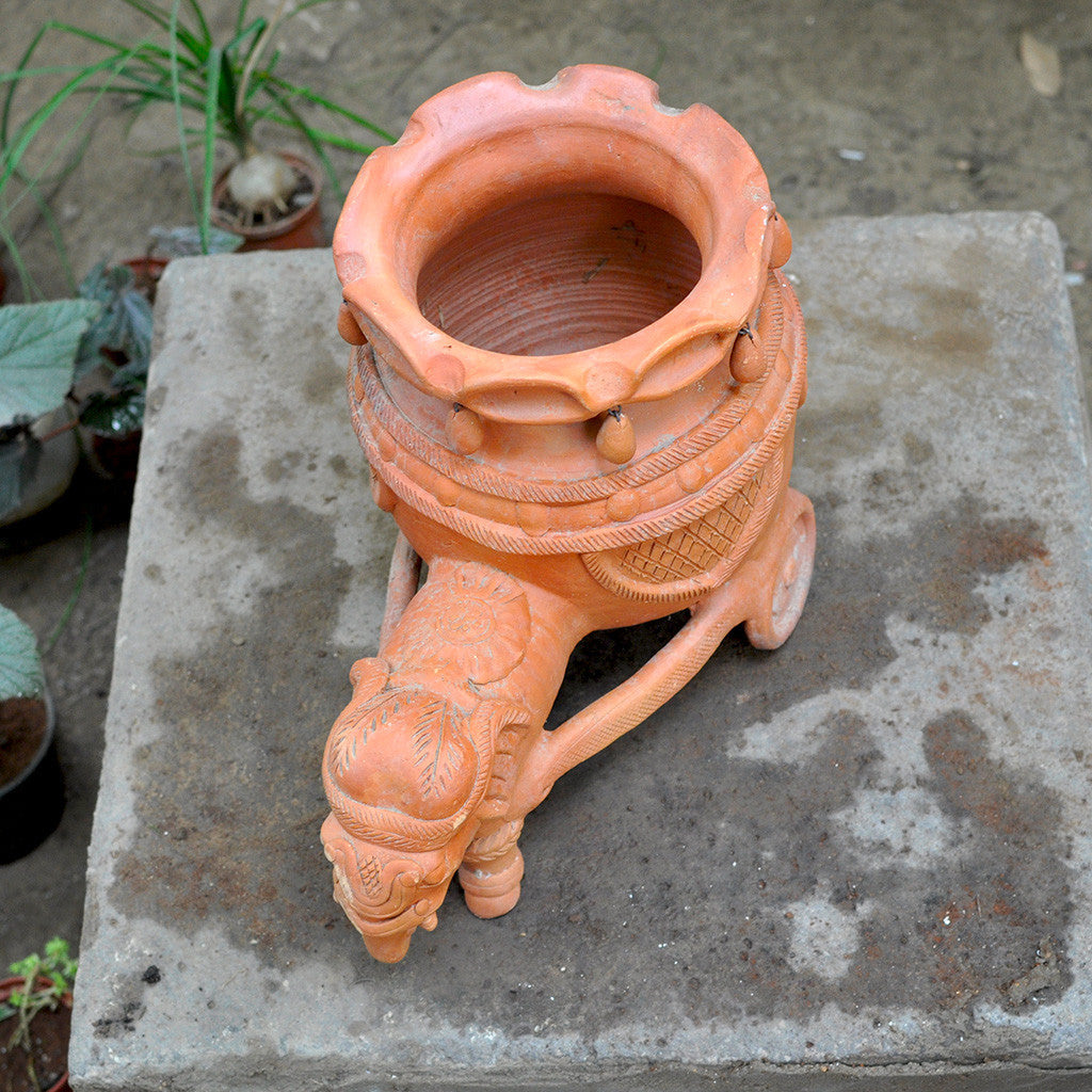 Terracotta Elephant With Cart Planter