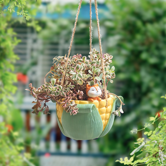  Peeking From A Cob Hanging Resin Succulent Pot