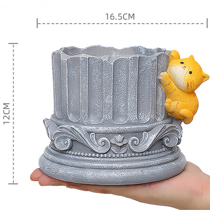  Cute Cat Climbing Up The Pillar Resin Succulent Pot