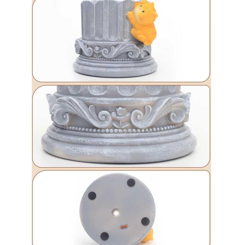  Cute Cat Climbing Up The Pillar Resin Succulent Pot