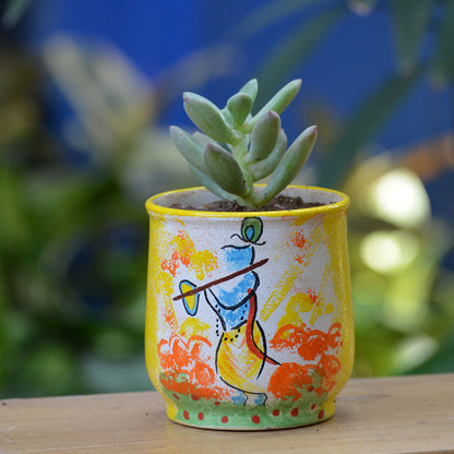  Abstract Krishna Ceramic Pot