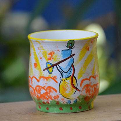  Abstract Krishna Ceramic Pot