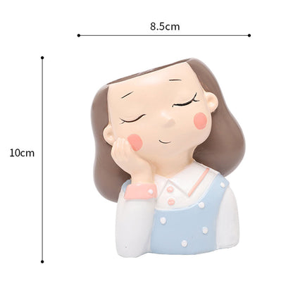  Adorable Thinking Girl Resin Succulent Pot