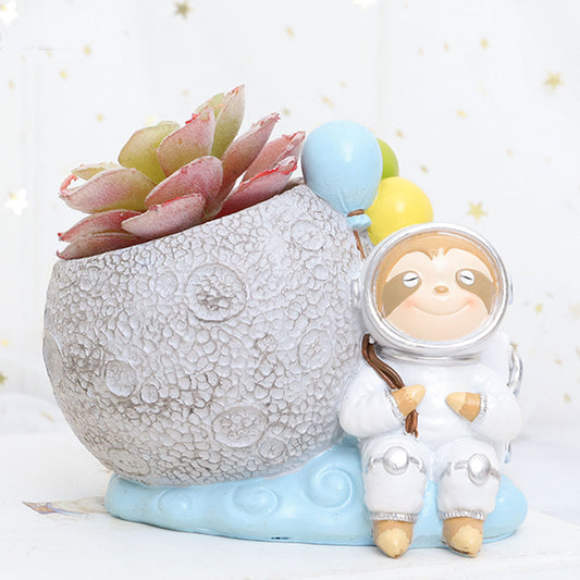  Astronaut Sloth Resin Succulent Pot