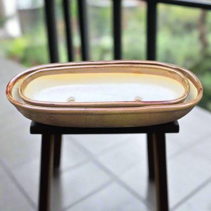  Set Of 2 Chiselled Bonsai Ceramic Tray Kok