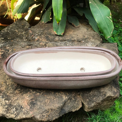  Set Of 2 Chiselled Bonsai Ceramic Tray Kok