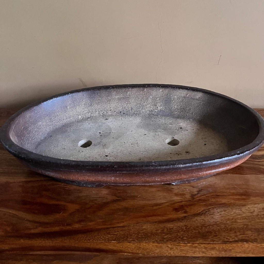  Contoured Oval Ceramic Bonsai Tray
