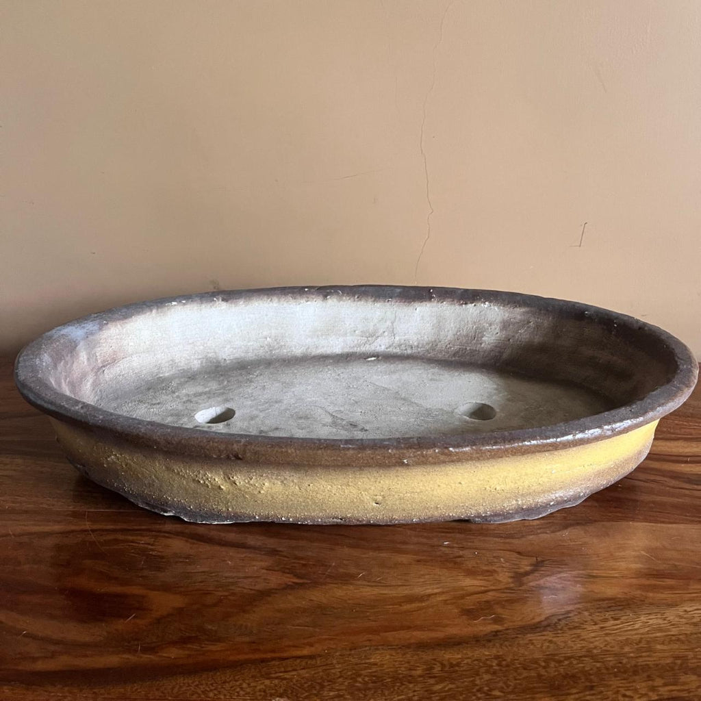  Contoured Oval Ceramic Bonsai Tray
