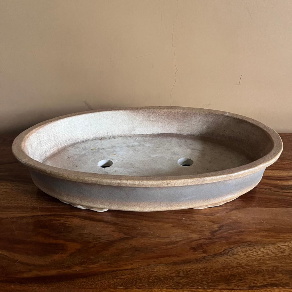  Contoured Oval Ceramic Bonsai Tray