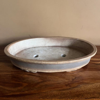  Contoured Oval Ceramic Bonsai Tray