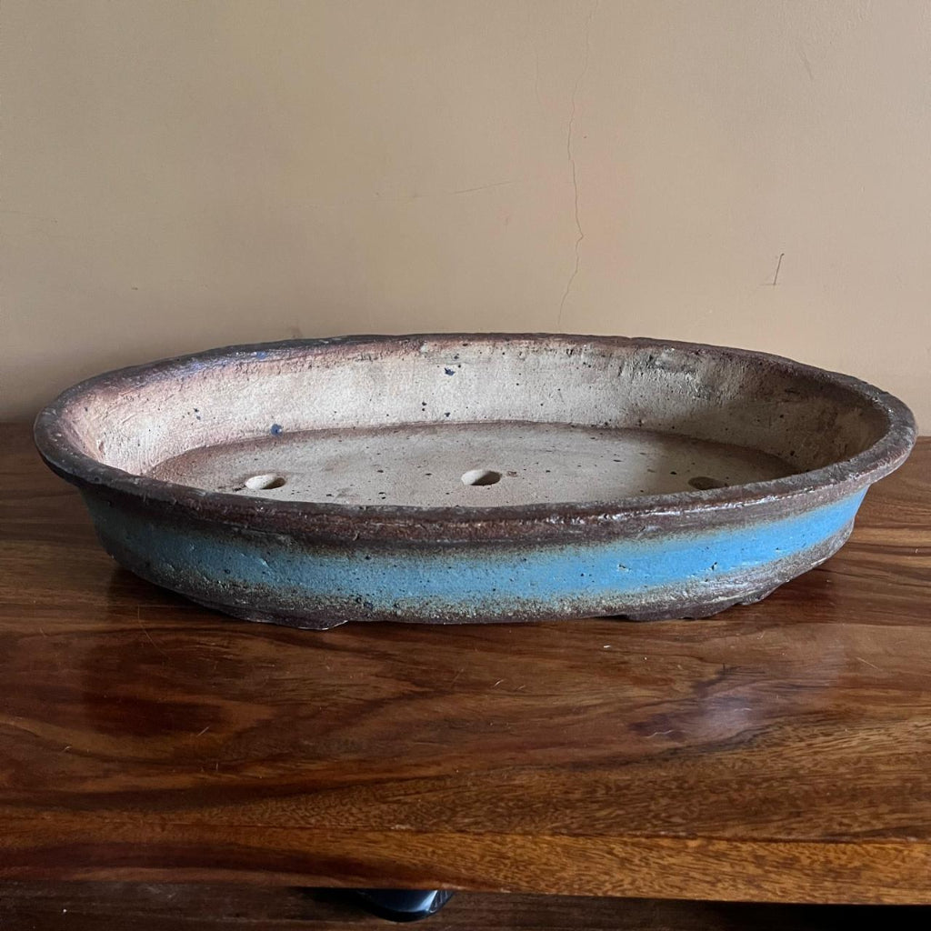  Contoured Oval Ceramic Bonsai Tray