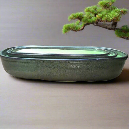 Set Of 3 Chiselled Bonsai Ceramic Tray