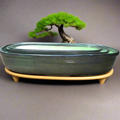  Set Of 2 Chiselled Bonsai Ceramic Tray Kok