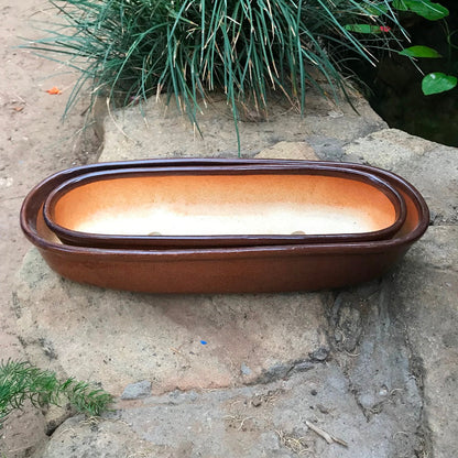  Set Of 2 Chiselled Bonsai Ceramic Tray Kok