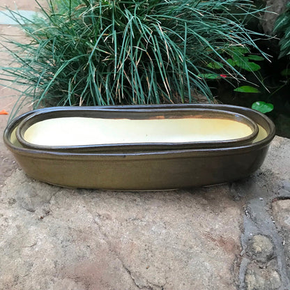  Set Of 2 Chiselled Bonsai Ceramic Tray Kok