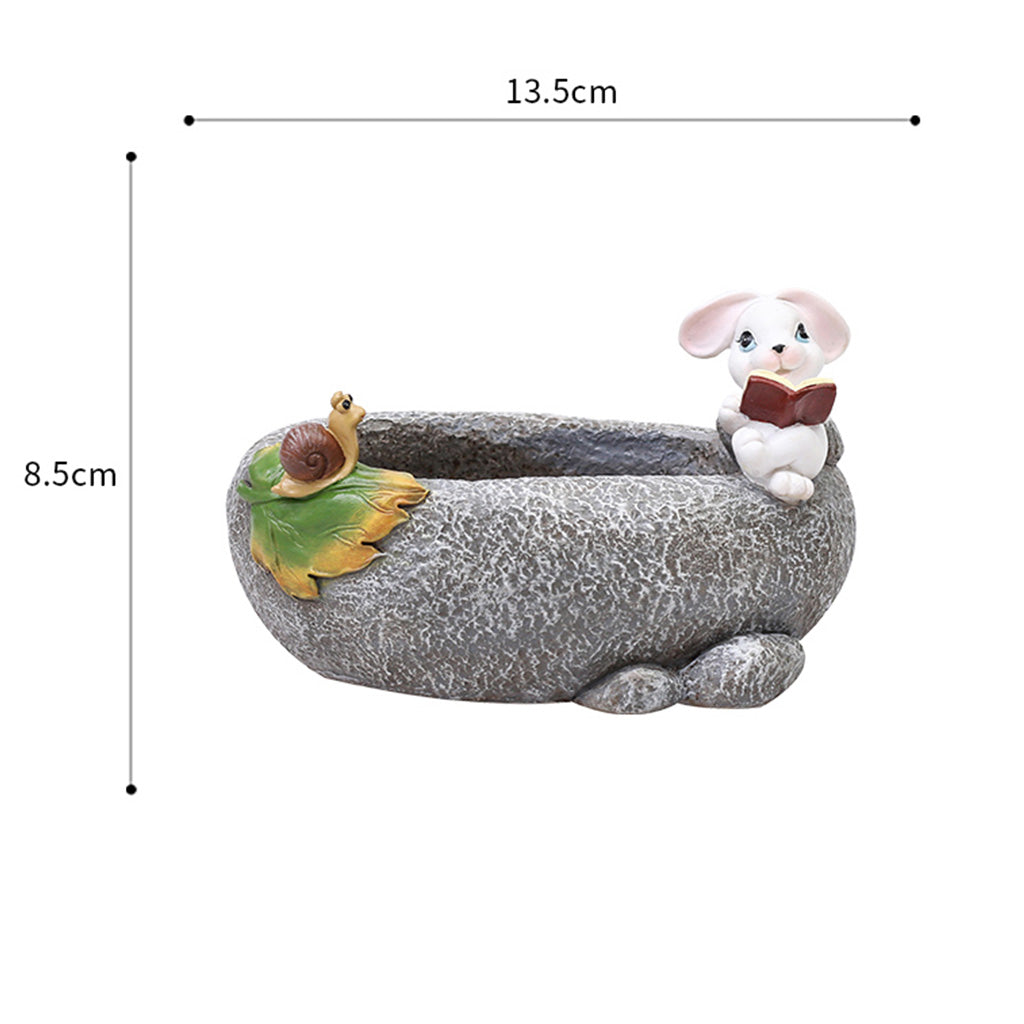  Cute Rabbit Reading Resin Succulent Pot