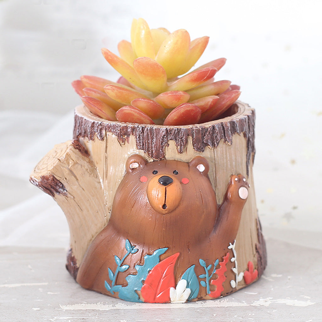  Cute Waving Bear Resin Succulent Pot