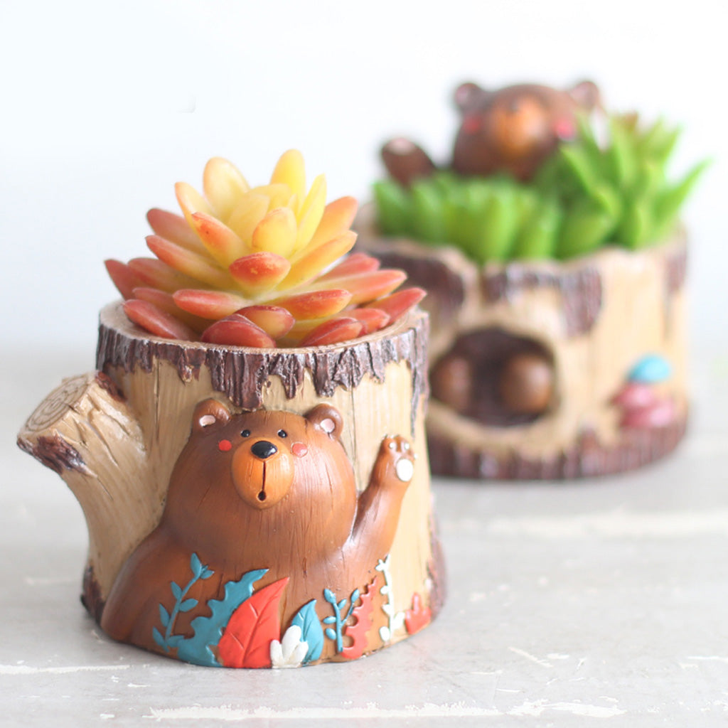  Cute Waving Bear Resin Succulent Pot
