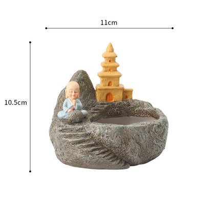  Cute Monk Meditating Resin Succulent Pot
