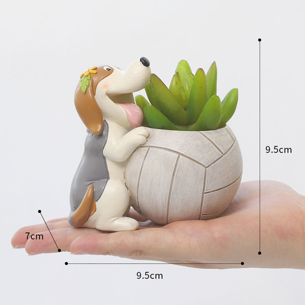  Cute Playful Dog Resin Succulent Pot