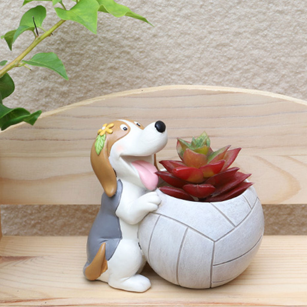  Cute Playful Dog Resin Succulent Pot