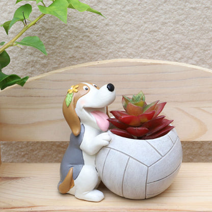  Cute Playful Dog Resin Succulent Pot