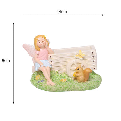  Beautiful Fairy Sitting With Cart Resin Succulent Pot