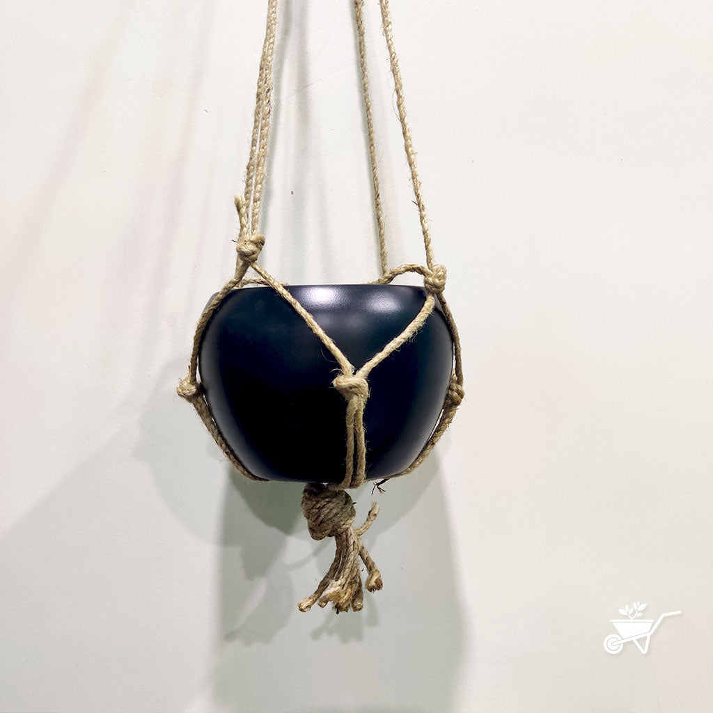  Galaxial Black Hanging Metal Pot With Rope
