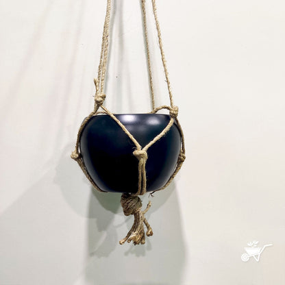  Galaxial Black Hanging Metal Pot With Rope