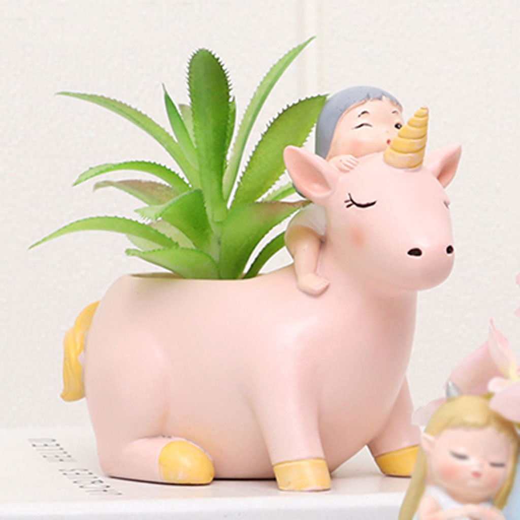  Cute Girl On Unicorn Resin Succulent Pot