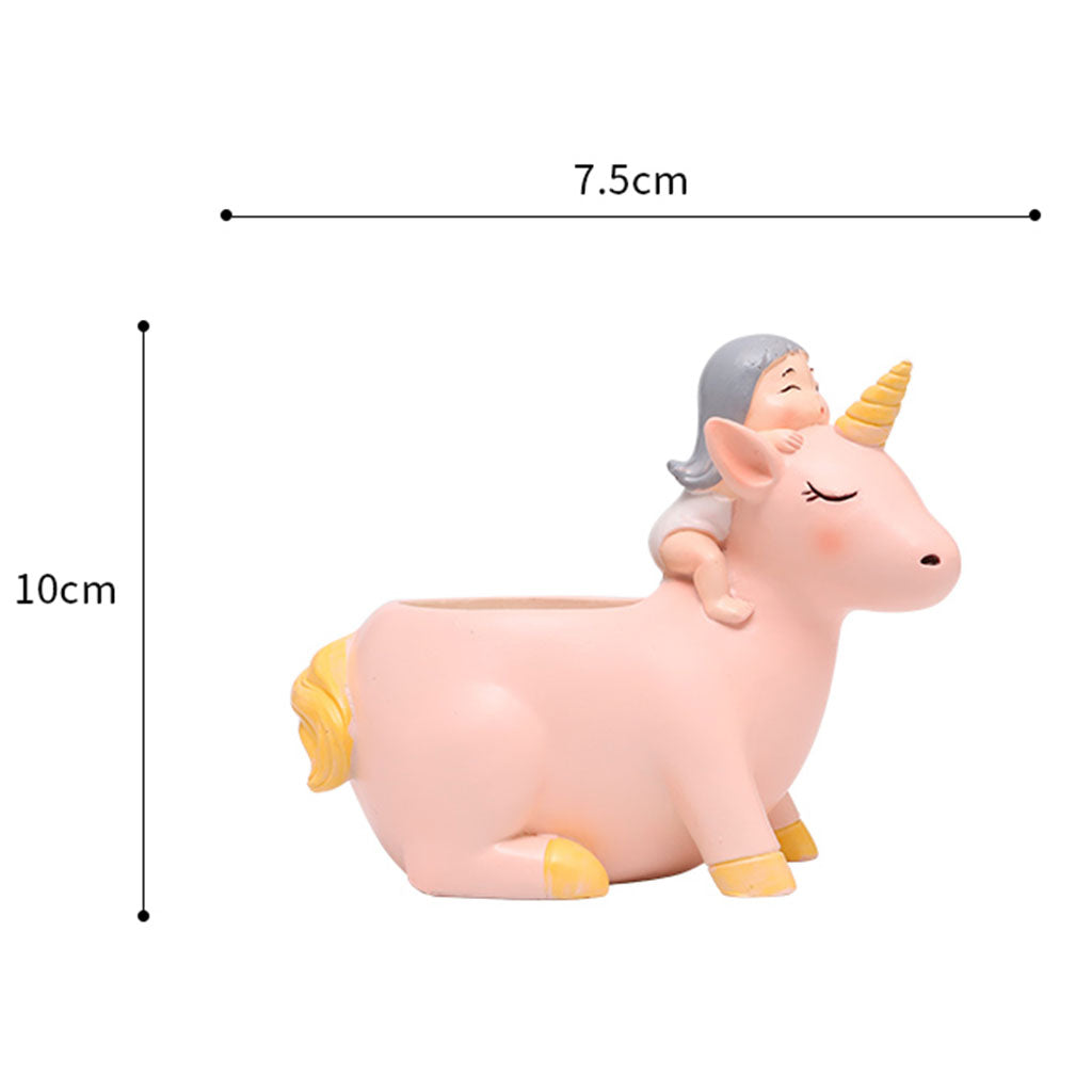  Cute Girl On Unicorn Resin Succulent Pot