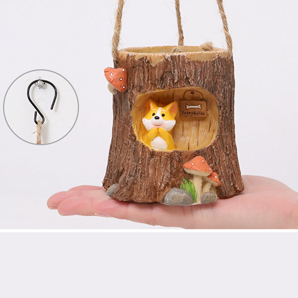  Deer Starring Outside Window Hanging Resin Succulent Pot