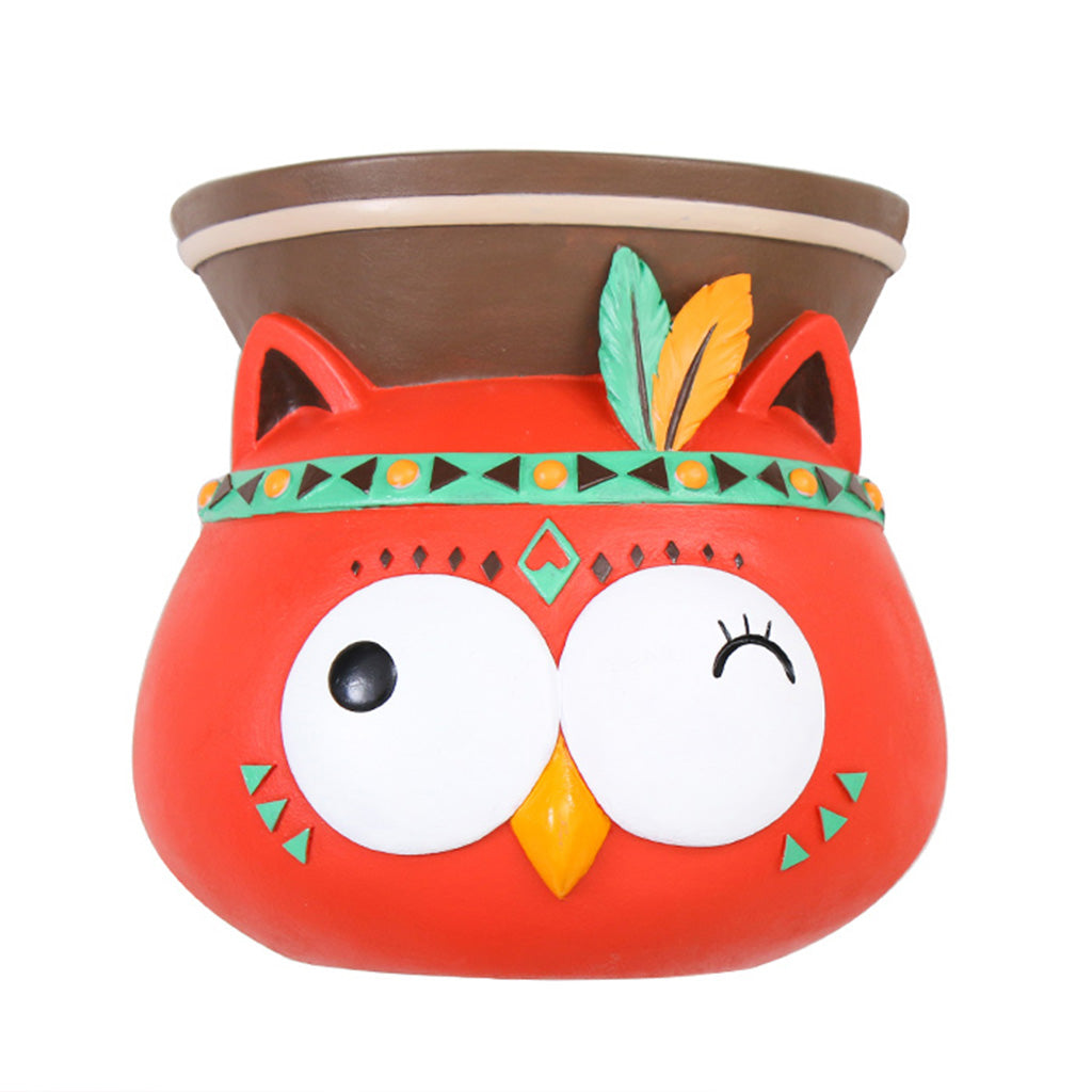  Hanging Tribal Owl Resin Succulent Pot