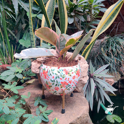  Hazy Bloom Metal Pot With Stand
