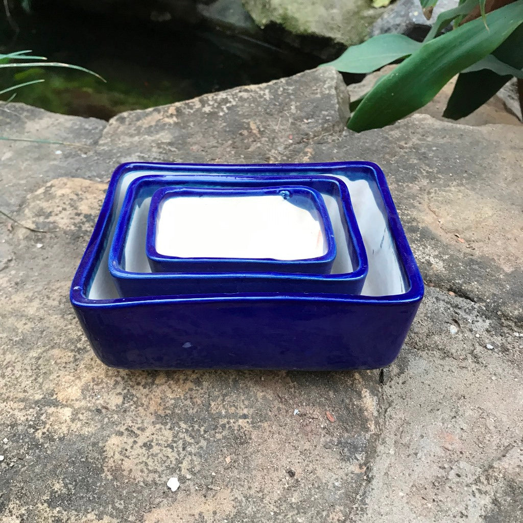  Rectangular Bonsai Ceramic Tray Set