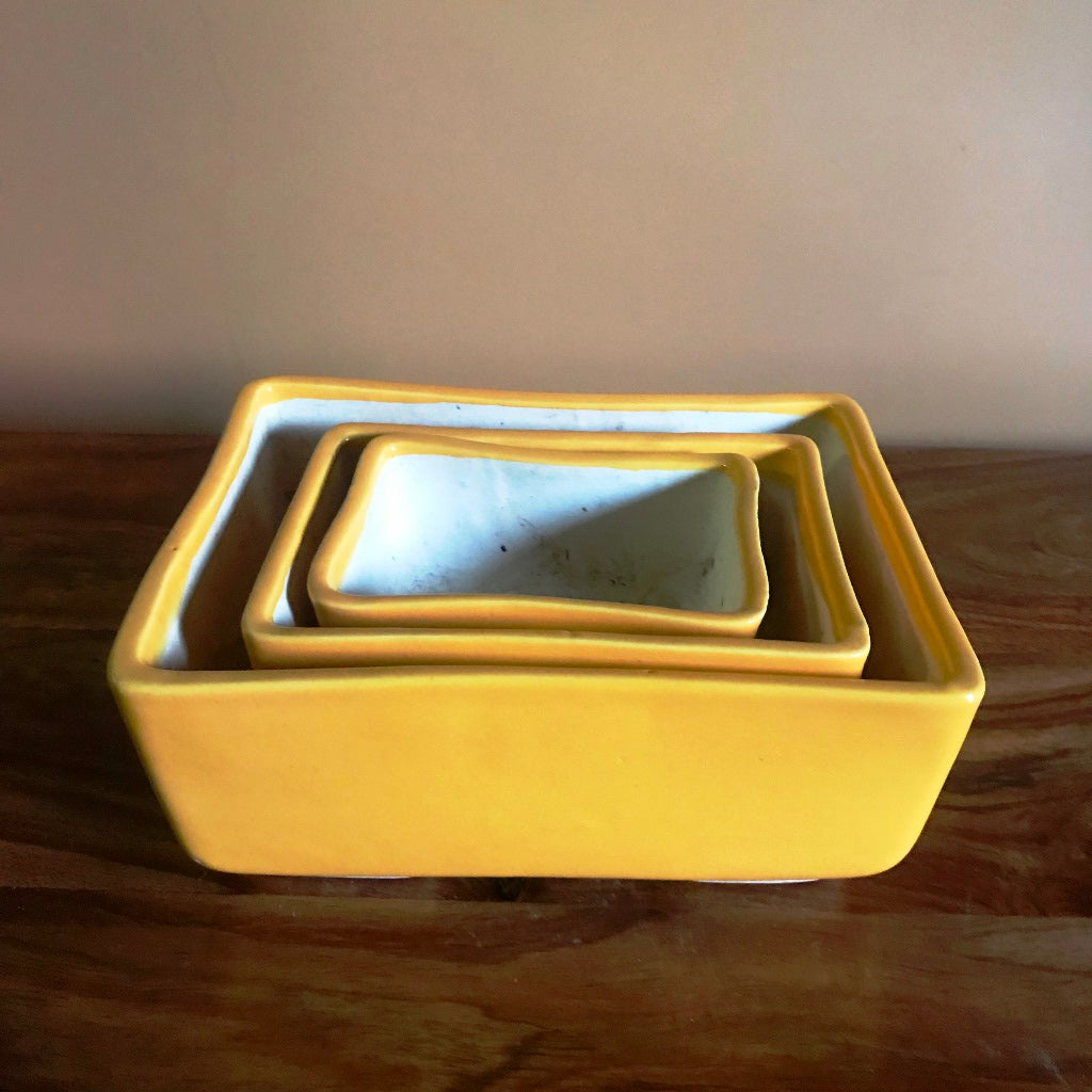  Rectangular Bonsai Ceramic Tray Set
