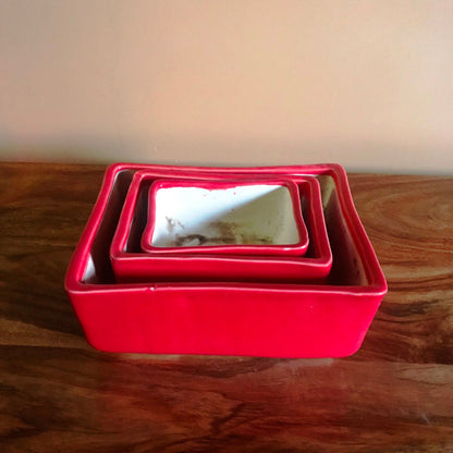  Rectangular Bonsai Ceramic Tray Set