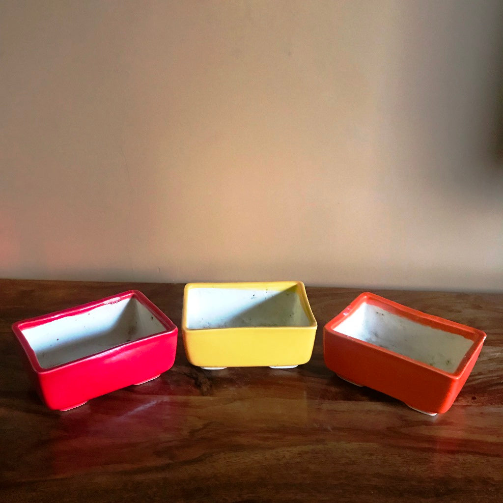  Rectangular Bonsai Ceramic Tray Set