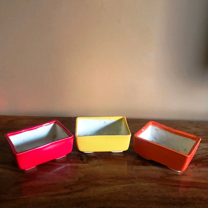  Rectangular Bonsai Ceramic Tray Set