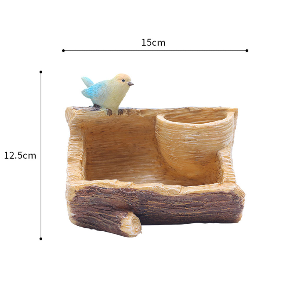  Perched Bird In Garden Resin Succulent Pot