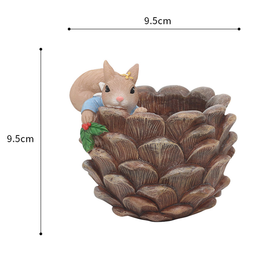  Squirrel In Pine Resin Succulent Pot