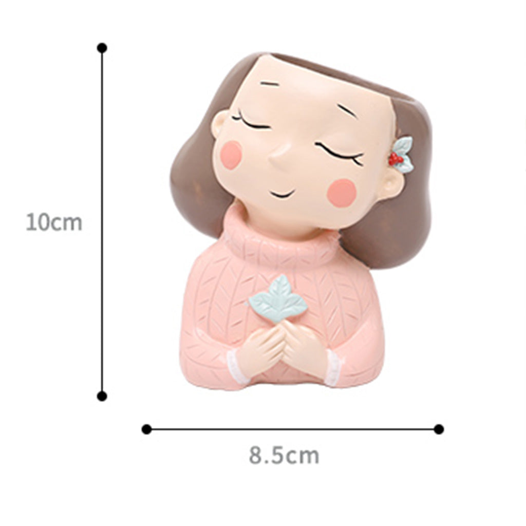  Wishful Nostalgia Girl Resin Succulent Pot