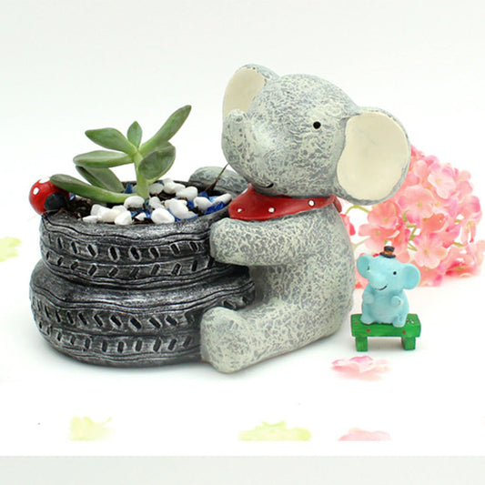  Baby Elephant Resin Succulent Pot