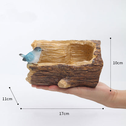  Bird On A Bark Resin Succulent Pot
