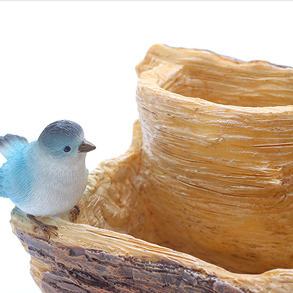  Bird On A Bark Resin Succulent Pot