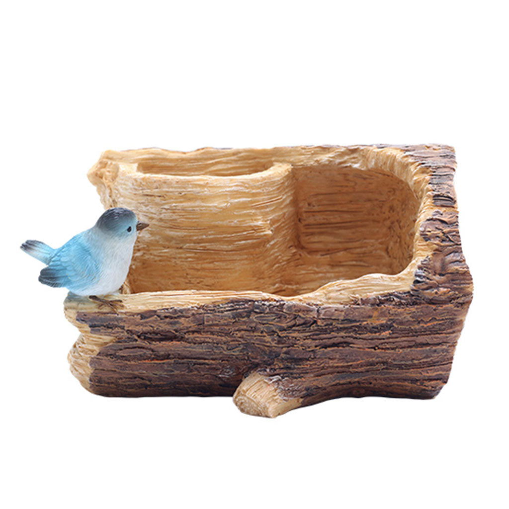  Bird On A Bark Resin Succulent Pot