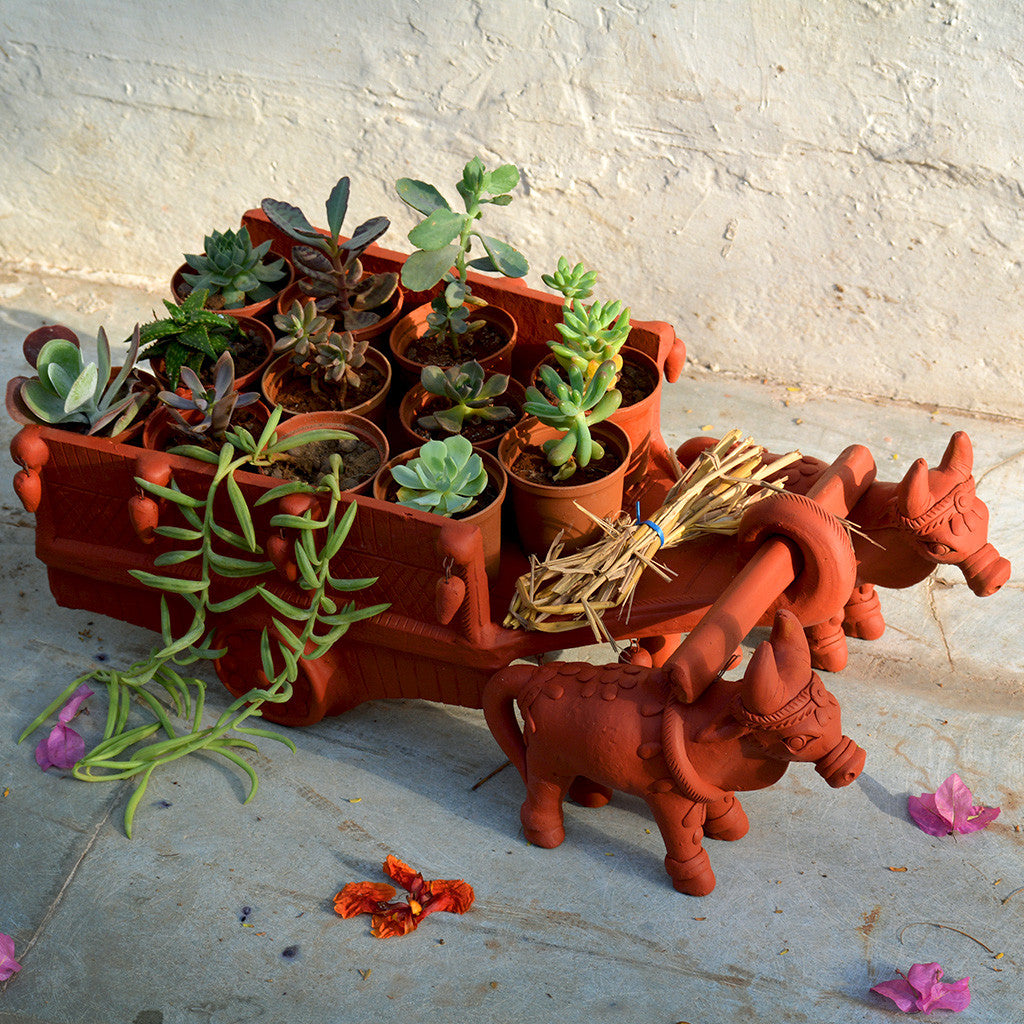  Bullock Cart Pot Stand