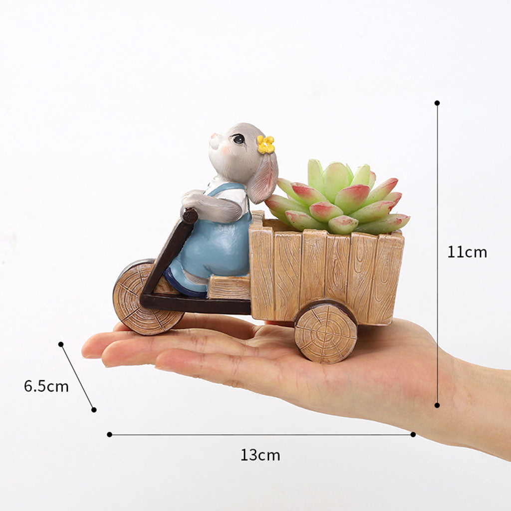  Bunny Riding Cycle Resin Succulent Pot